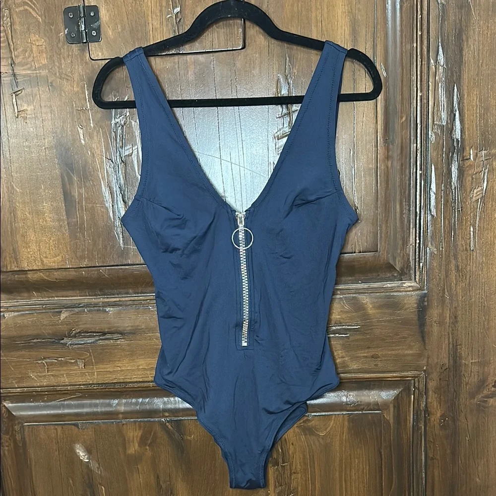 H&M Navy One Piece Swimsuit with Zipper - Picture 1 of 4